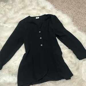 Vintage Eurofashion Black Button-Up Blouse labeled 12 but best for s/m